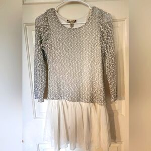 Speechless Youth Girls Gray White Dress Long Sleeve